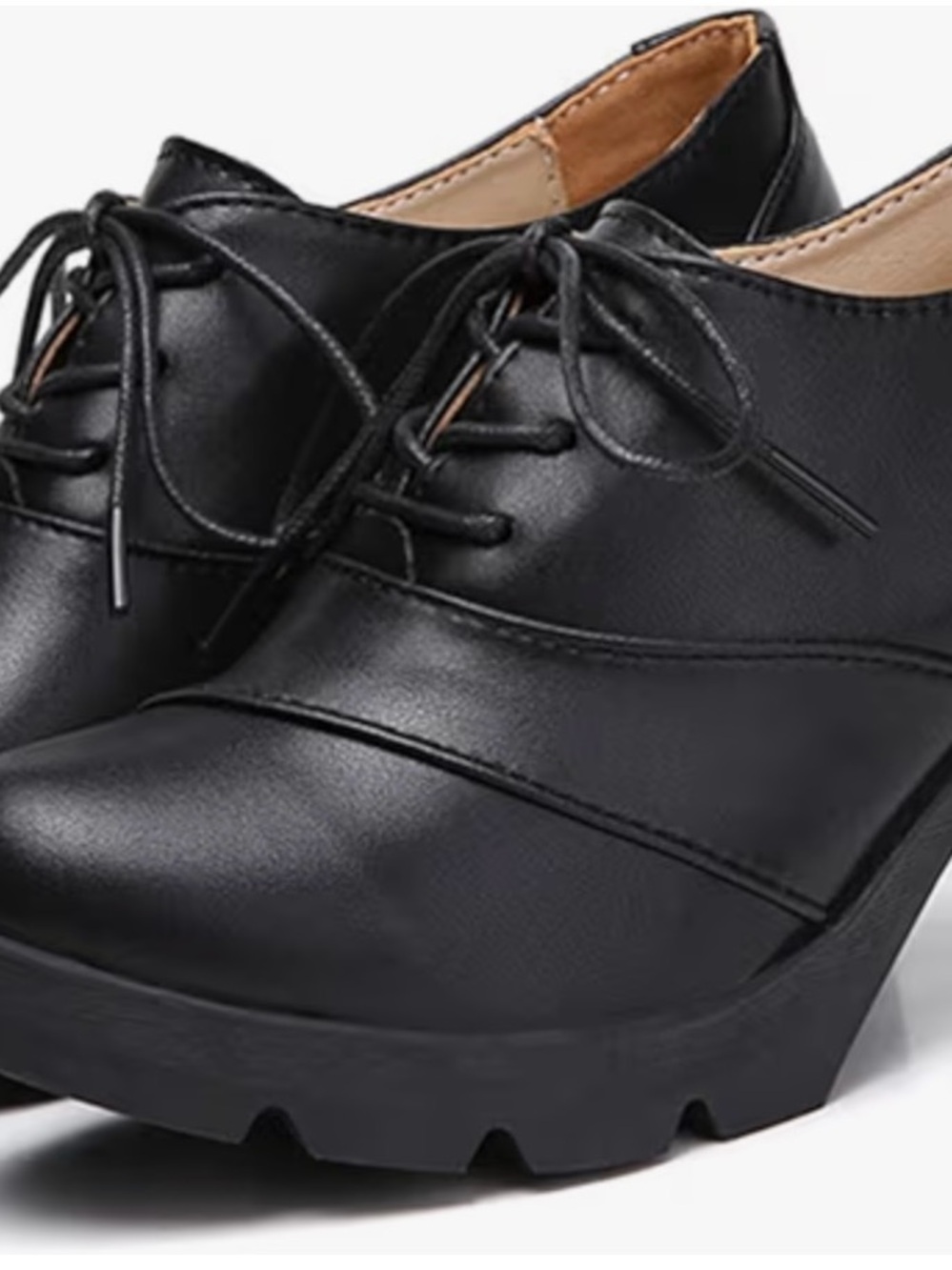 Black Women’s Lace-Up Wedge Shoes